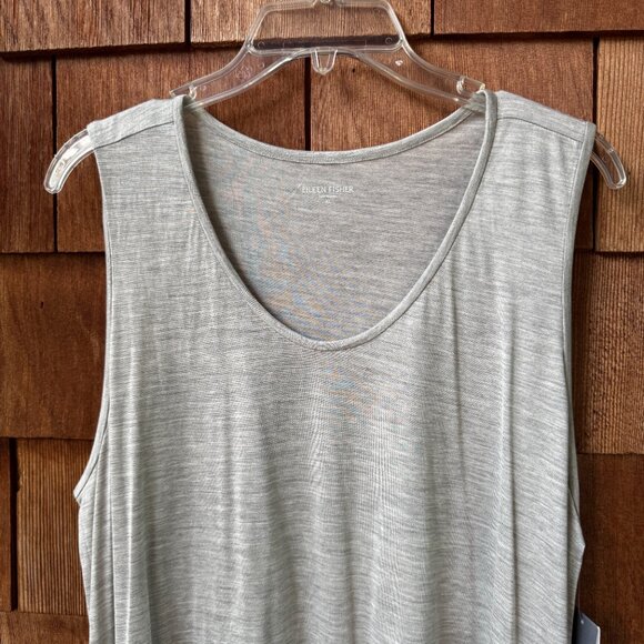 NWT Eileen Fisher Pearl Gray Washable Silk Blend Tunic Tank in Women's X-Large - Picture 2 of 9